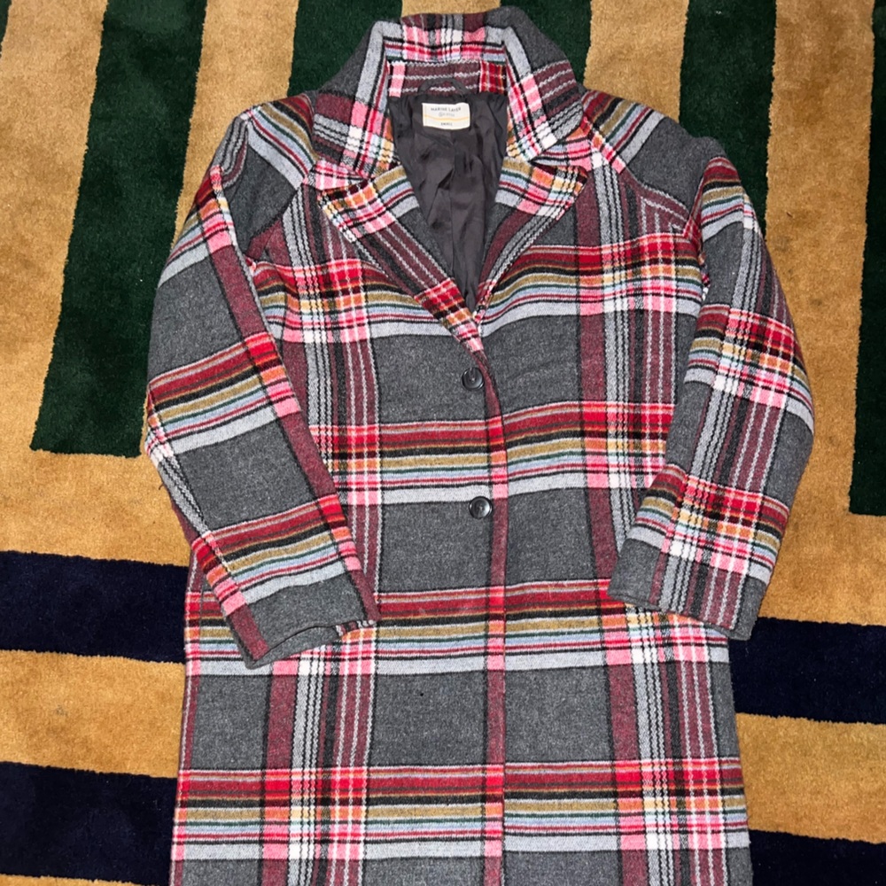 Marine Layer Aspen Coat in Rainbow Plaid